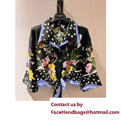 Dolce  &  Gabbana black FLOWERS printed SHIRT 2023